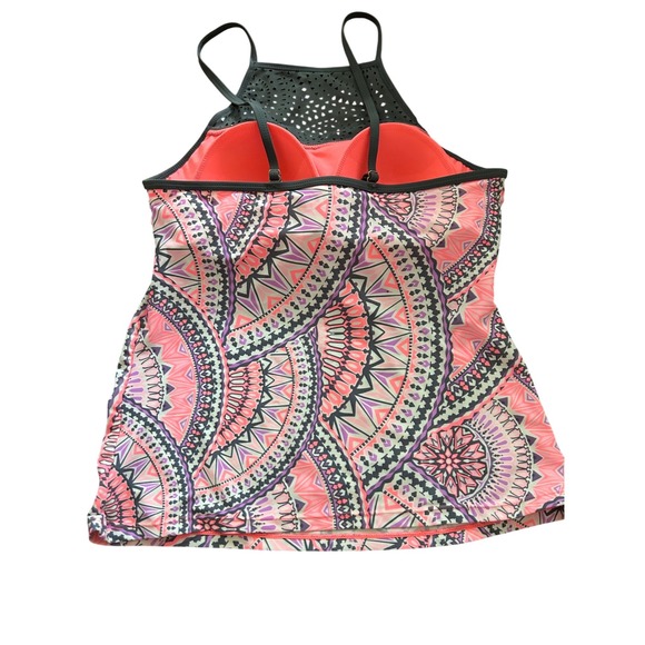 Free Country Womens Pink Mandala Geometric High Neck Tankini Top Size M 8/10 - Picture 3 of 4